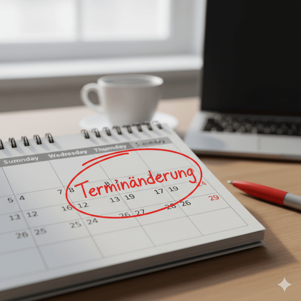 Kalender mit markierter Terminänderung