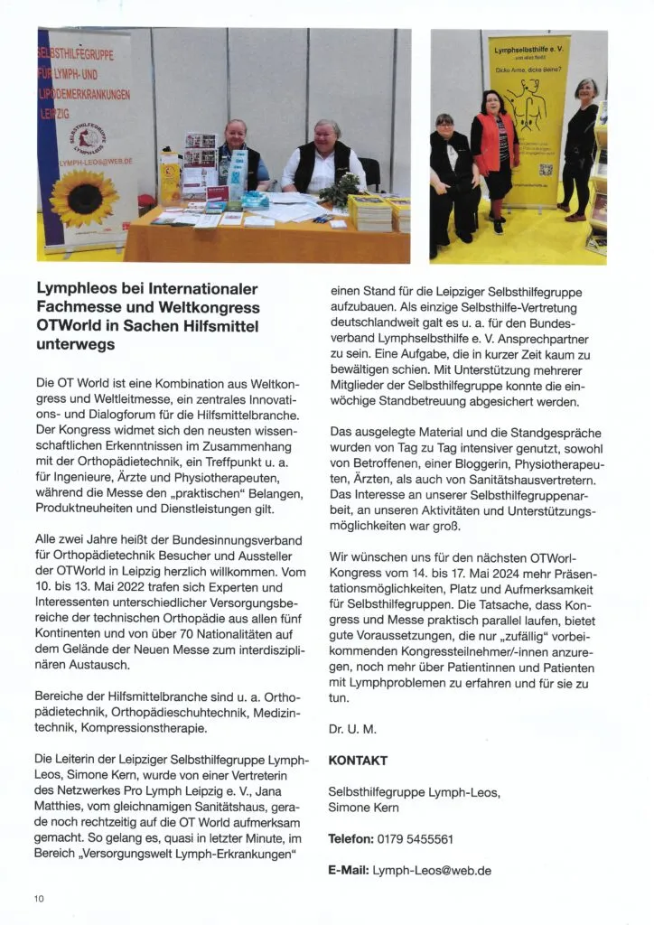 LymphLeos bei Internationaler Fachmesse und Weltkongress OT World