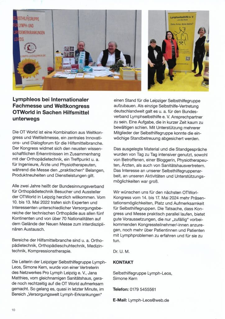 LymphLeos bei Internationaler Fachmesse und Weltkongress OT World